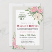 Roze Groene Bloemen Kerk Vrouwen Retreat Kaart (Voorkant)