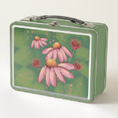 Roze & Groene Bloemen Lunchbox (Voorkant)