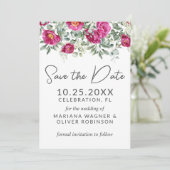 Roze Groene Bloemen Sage Save the Date Kaart (Staand voorkant)