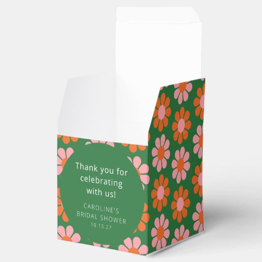 Roze Groene Bloemen Vrijgezellenfeest Custom Dank Bedankdoosjes (Geopend)