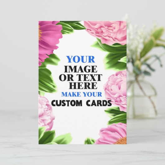 Roze groene bloemensjabloon Maak je eigen Aankondiging (Staand voorkant)