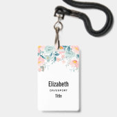 Roze & Groene Bloemrand Badge (Achterkant met lanyard)