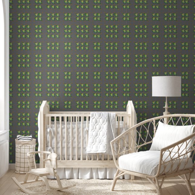 Roze Groene Bloesems Behang (Kinderen)