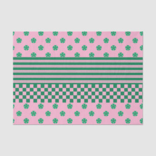 Roze Groene Boho Controleer Bloemen Strepen Patroo Tissuepapier