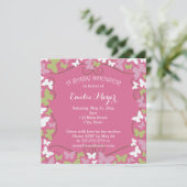 Roze groene Butterflies Baby shower Uitnodiging (Staand voorkant)