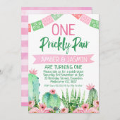 Roze groene cactus Een wrijvingsdag met Prickly Pa Kaart (Voorkant / Achterkant)