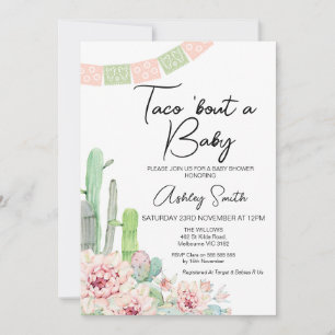 Roze groene Cactus Taco over een Baby Baby shower Kaart