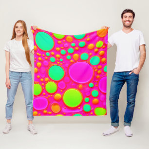 Roze & Groene Cirkels Fleece Deken