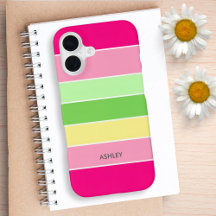 Roze groene ColorBlocks strepen monogram hoesje