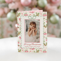 Roze/groene Coquette Strik Foto Gekartelde Kerstmi