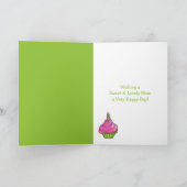 Roze & Groene Cupcake groen 1e Moederdag Kaart (Binnen)