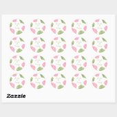 Roze & Groene Dahlia Bruiloft Ronde Sticker Seal (Vel)