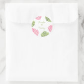 Roze & Groene Dahlia Bruiloft Ronde Sticker Seal (Tas)