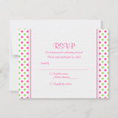 Roze groene Daisy Polka Dot Bat Mitzvah RSVP Card (Achterkant)