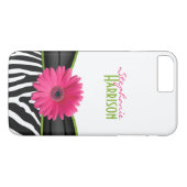 Roze Groene Daisy Zebra Gepersonaliseerde iPhone 6 Case-Mate iPhone Case (Achterkant (Horizontaal))
