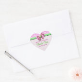 Roze groene damast elegant hart sticker (Envelop)