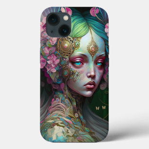 Roze groene Elf Fairy Woman Fantasy Art iPhone 13 Hoesje