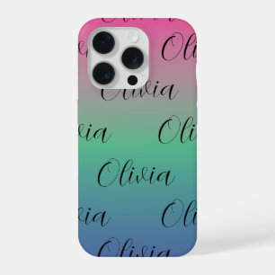 Roze, groene en blauwe gradiënt iPhone 15 pro hoesje