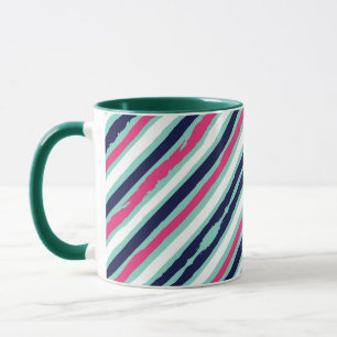 Roze groene en blauwe verfstrepen mok