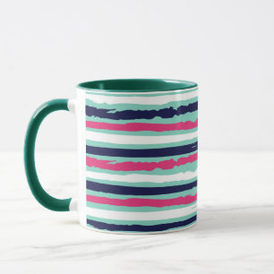 Roze groene en blauwe verfstrepen mok