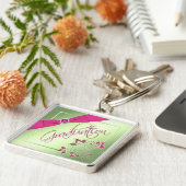 Roze, groene en gele Afstuderen Sleutelhanger (Zijkant)