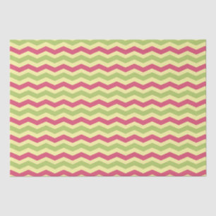 Roze groene en gele Chevron Pattern Tissuepapier