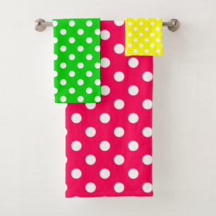 Roze Groene en Gele Polka Dot Bad Handdoek