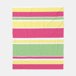 Roze, groene en gele strepen fleece deken