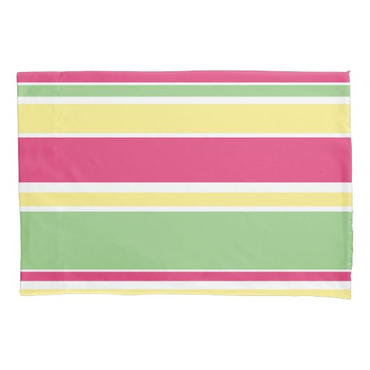 Roze, groene en gele strepen kussensloop (Voorkant)