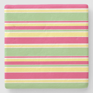 Roze, groene en gele strepen stenen onderzetter