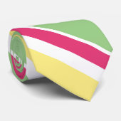 Roze, groene en gele strepen stropdas (Opgerold)