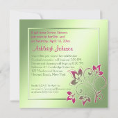 Roze, groene en gele zestien uitnodiging (Achterkant)