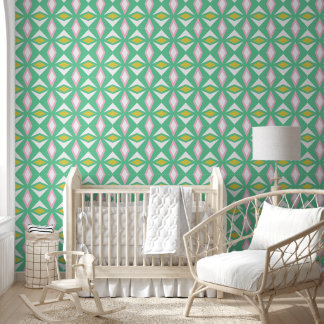 Roze groene en goudkleurige diamanten behang