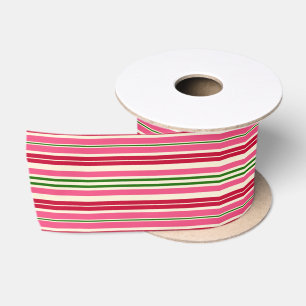 Roze groene en ivoor gestreept lint