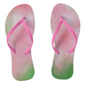 ROZE, GROENE EN WITTE SLIERTEN VAN KLEUR MET ROZE  TEENSLIPPERS (Voetbed)