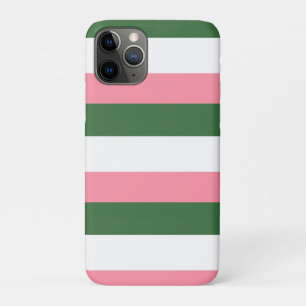 Roze, groene en witte strepen iPhone 11 pro hoesje