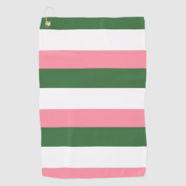 Roze, groene en witte strepen golfhanddoek