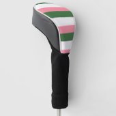 Roze, groene en witte strepen golfheadcover (Schuin)