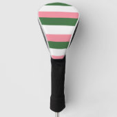 Roze, groene en witte strepen golfheadcover (Voorkant)