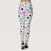 Roze, groene en zwarte moderne harten leggings (Achterkant)