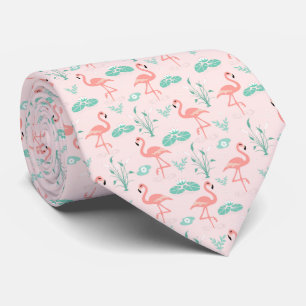 Roze Groene Flamingo's Tropische Vogels Trouw Stropdas