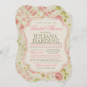  Roze Groene Floral Bridal Shower Kaart (Voorkant / Achterkant)