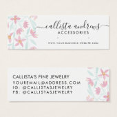 Roze groene Floral Waterverf die beeldscherm verdi Mini Visitekaartjes (Voorkant /achterkant)