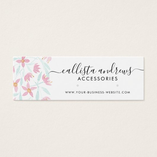 Roze groene Floral Waterverf die beeldscherm verdi Mini Visitekaartjes (Voorkant)