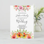 Roze groene Floral Weddenschap Kaart (Staand voorkant)