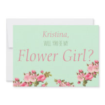 Roze groene Floral zal je mijn Bloemenmeisje zijn