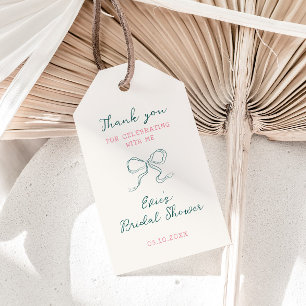 Roze Groene Frame Lint Bruidsdouche Cadeaulabel