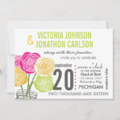 Roze groene gele foto Floral ModernTypografie Kaart (Voorkant)