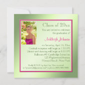 Roze, groene, gele fotouitnodiging Afstuderen Kaart (Achterkant)