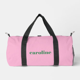Roze Groene Gepersonaliseerde Naam Preppy Bruidsme Plunjezak